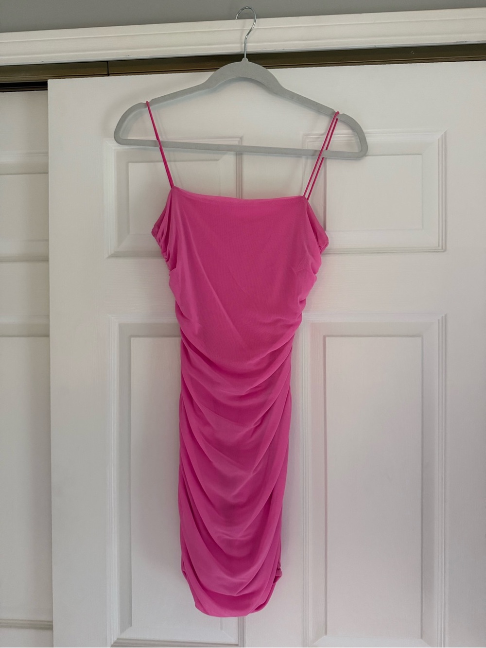 Pink Ruched Bodycon Dress
